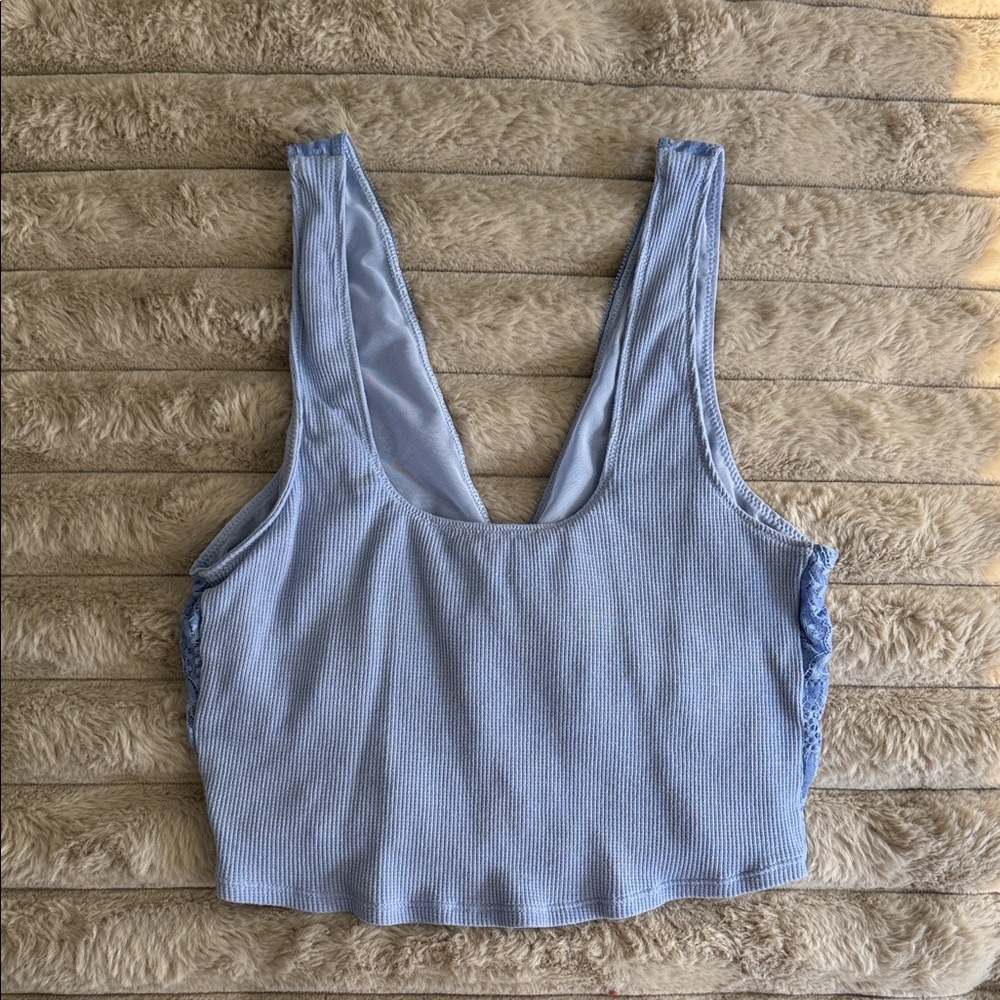 Aerie Light Blue Ribbed Crop Top